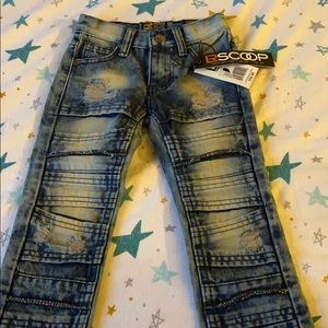 Bleached denim jeans.